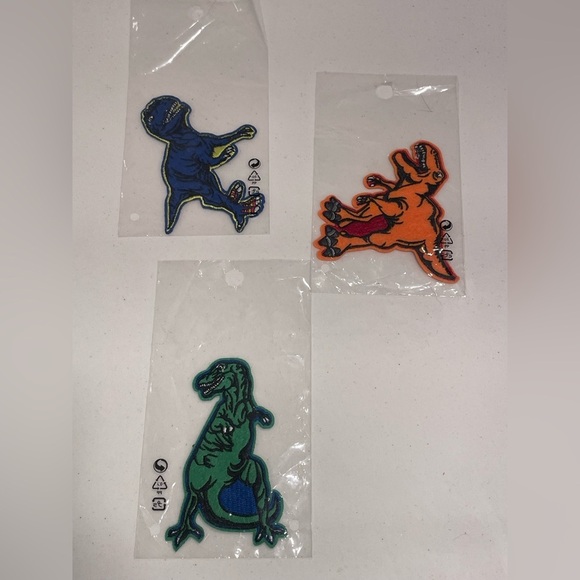 Dinosaur Embroidered Patches Set - Blue, Green, Orange - Picture 7 of 7